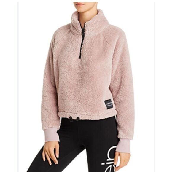 Calvin Klein Jackets & Blazers - CALVIN KLEIN Quarter-zip Fleece Sweatshirt In Evening Sand